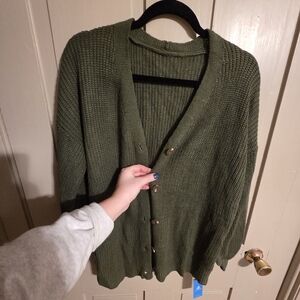 Olive Green Women's Sweater Cardigan
